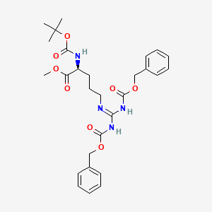 molecular formula C28H36N4O8 B1432082 Methyl (2S)-5-[(1E)-(Cbz-amino),(Cbz-imino)methyl]amino-2-Boc-aminopentanoate CAS No. 899442-96-7