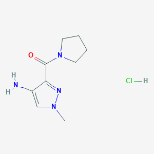 molecular formula C9H15ClN4O B1432087 1-methyl-3-(pyrrolidine-1-carbonyl)-1H-pyrazol-4-amine hydrochloride CAS No. 1803593-91-0