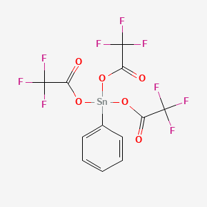 molecular formula C12H5F9O6Sn B14321038 Stannane, phenyltris[(trifluoroacetyl)oxy]- CAS No. 112379-64-3