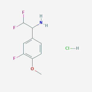 molecular formula C9H11ClF3NO B1432106 2,2-Difluoro-1-(3-fluoro-4-methoxyphenyl)ethan-1-amine hydrochloride CAS No. 1803604-95-6