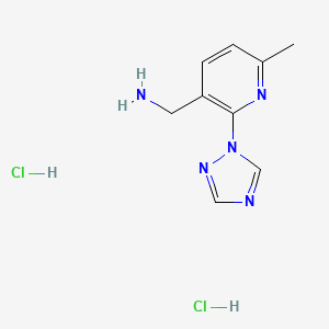 molecular formula C9H13Cl2N5 B1432113 [6-methyl-2-(1H-1,2,4-triazol-1-yl)pyridin-3-yl]methanamine dihydrochloride CAS No. 1803601-70-8