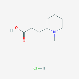 molecular formula C9H18ClNO2 B1432116 3-(1-Methylpiperidin-2-yl)propanoic acid hydrochloride CAS No. 1795486-34-8
