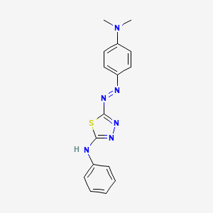 molecular formula C16H16N6S B14321176 N,N-Dimethyl-4-{2-[(5E)-5-(phenylimino)-1,3,4-thiadiazol-2(5H)-ylidene]hydrazinyl}aniline CAS No. 111989-53-8