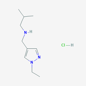 molecular formula C10H20ClN3 B1432119 N-[(1-Ethyl-1H-pyrazol-4-yl)methyl]-2-methyl-1-propanamine hydrochloride CAS No. 1609400-41-0