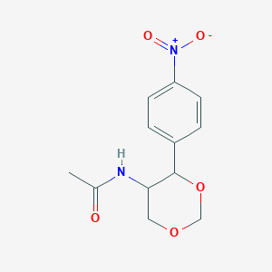 molecular formula C12H14N2O5 B14321206 N-[4-(4-Nitrophenyl)-1,3-dioxan-5-yl]acetamide CAS No. 106132-42-7