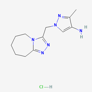 molecular formula C12H19ClN6 B1432122 3-Methyl-1-(6,7,8,9-tetrahydro-5H-[1,2,4]triazolo[4,3-a]azepin-3-ylmethyl)pyrazol-4-amine;hydrochloride CAS No. 1431964-28-1