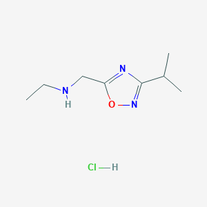 molecular formula C8H16ClN3O B1432135 N-[(3-Isopropyl-1,2,4-oxadiazol-5-yl)methyl]ethanamine hydrochloride CAS No. 1609395-60-9