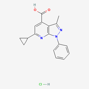 molecular formula C17H16ClN3O2 B1432151 6-cyclopropyl-3-methyl-1-phenyl-1H-pyrazolo[3,4-b]pyridine-4-carboxylic acid hydrochloride CAS No. 1417566-79-0