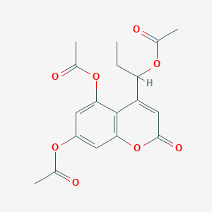 molecular formula C18H18O8 B14321529 4-[1-(Acetyloxy)propyl]-2-oxo-2H-1-benzopyran-5,7-diyl diacetate CAS No. 111249-86-6