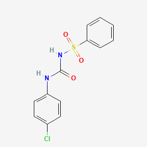 molecular formula C13H11ClN2O3S B14321758 Benzenesulfonamide, N-(((4-chlorophenyl)amino)carbonyl)- CAS No. 102607-82-9