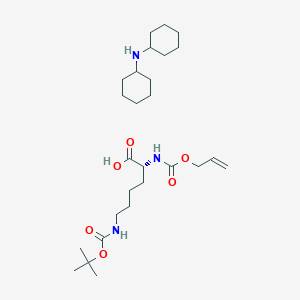molecular formula C27H49N3O6 B1432184 N-cyclohexylcyclohexanamine;(2R)-6-[(2-methylpropan-2-yl)oxycarbonylamino]-2-(prop-2-enoxycarbonylamino)hexanoic acid CAS No. 1423017-84-8