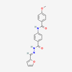 molecular formula C20H17N3O4 B14321848 N-[(E)-furan-2-ylmethylideneamino]-4-[(4-methoxybenzoyl)amino]benzamide CAS No. 100278-28-2