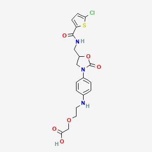 molecular formula C19H20ClN3O6S B1432187 Acetic acid, 2-[2-[[4-[(5S)-5-[[[(5-chloro-2-thienyl)carbonyl]amino]methyl]-2-oxo-3-oxazolidinyl]phenyl]amino]ethoxy]- CAS No. 931204-39-6