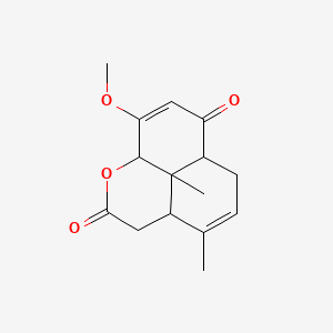 molecular formula C15H18O4 B14322165 Naphtho(1,8-bc)pyran-2,7-dione, 3,3a,6,6a,9a,9b-hexahydro-9-methoxy-4,9b-dimethyl-, (3aalpha,6abeta,9abeta,9balpha)- CAS No. 104199-22-6