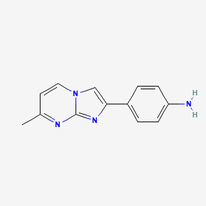 molecular formula C13H12N4 B1432223 4-(7-Methylimidazo[1,2-a]pyrimidin-2-yl)aniline CAS No. 1163179-55-2