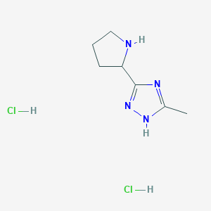 molecular formula C7H14Cl2N4 B1432231 3-Methyl-5-(2-pyrrolidinyl)-1H-1,2,4-triazole dihydrochloride CAS No. 1609403-06-6
