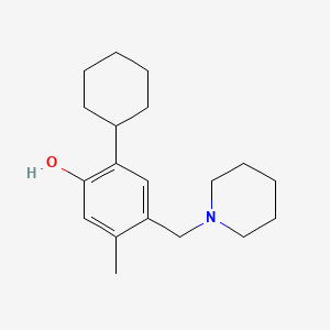 molecular formula C19H29NO B14322325 Phenol, 2-cyclohexyl-5-methyl-4-(1-piperidinylmethyl)-(9CI) CAS No. 106609-32-9