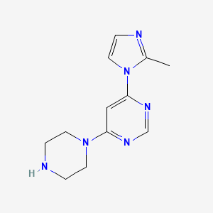 molecular formula C12H16N6 B1432263 4-(2-methyl-1H-imidazol-1-yl)-6-(piperazin-1-yl)pyrimidine CAS No. 1706446-94-7