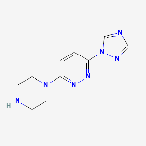 molecular formula C10H13N7 B1432264 3-(piperazin-1-yl)-6-(1H-1,2,4-triazol-1-yl)pyridazine CAS No. 1788589-62-7