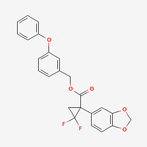 molecular formula C24H18F2O5 B14322760 Cyclopropanecarboxylic acid, 1-(1,3-benzodioxol-5-yl)-2,2-difluoro-, (3-phenoxyphenyl)methyl ester CAS No. 101492-31-3