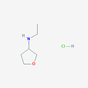 molecular formula C6H14ClNO B1432279 N-ethyloxolan-3-amine hydrochloride CAS No. 1292369-57-3