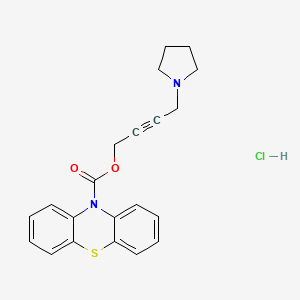 molecular formula C21H21ClN2O2S B14322833 Phenothiazine-10-carboxylic acid, 4-(1-pyrrolidinyl)-2-butynyl ester, hydrochloride CAS No. 101318-94-9