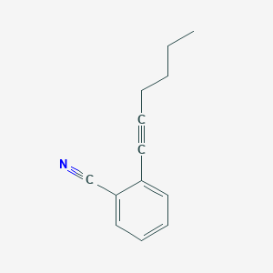 molecular formula C13H13N B14322861 Benzonitrile, 2-(1-hexynyl)- CAS No. 110166-78-4
