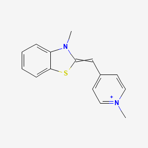 molecular formula C15H15N2S+ B14322913 Benzothiazolium, 3-methyl-2-[(1-methyl-4(1H)-pyridinylidene)methyl]- CAS No. 107110-44-1