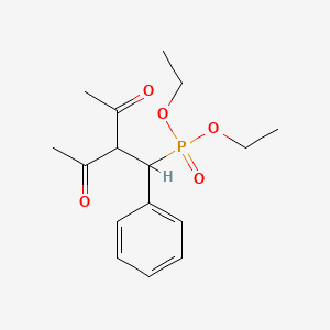molecular formula C16H23O5P B14322938 Phosphonic acid, (2-acetyl-3-oxo-1-phenylbutyl)-, diethyl ester CAS No. 109262-52-4