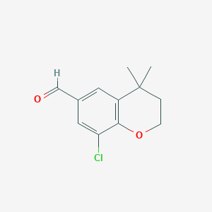 molecular formula C12H13ClO2 B1432301 8-Chloro-4,4-dimethylchroman-6-carbaldehyde CAS No. 1350761-27-1