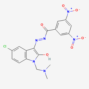 molecular formula C18H15ClN6O6 B14323077 Benzoic acid, 3,5-dinitro-, (5-chloro-1-((dimethylamino)methyl)-1,2-dihydro-2-oxo-3H-indol-3-ylidene)hydrazide CAS No. 100757-14-0