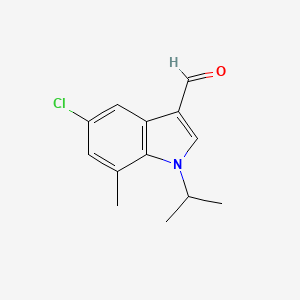 molecular formula C13H14ClNO B1432316 5-chloro-1-isopropyl-7-methyl-1H-indole-3-carbaldehyde CAS No. 1350761-03-3