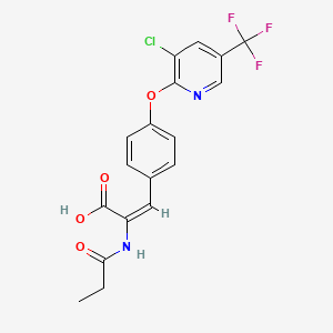 molecular formula C18H14ClF3N2O4 B1432320 Methyl 3-(4-{[3-chloro-5-(trifluoromethyl)pyridin-2-yl]oxy}phenyl)-2-acetamidoprop-2-enoate CAS No. 1630103-73-9