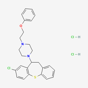 molecular formula C26H29Cl3N2OS B14323686 Piperazine, 1-(8-chloro-10,11-dihydrodibenzo(b,f)thiepin-10-yl)-4-(2-phenoxyethyl)-, dihydrochloride, hydrate CAS No. 101040-86-2
