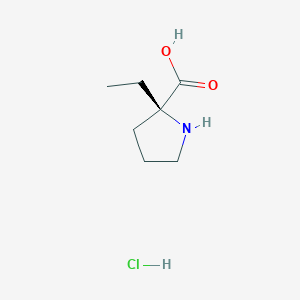 molecular formula C7H14ClNO2 B1432394 (R)-2-ethylpyrrolidine-2-carboxylic acid hydrochloride CAS No. 1431699-60-3