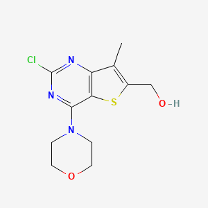 molecular formula C12H14ClN3O2S B1432405 (2-Chloro-7-methyl-4-morpholinothieno[3,2-d]pyrimidin-6-yl)methanol CAS No. 1032758-44-3