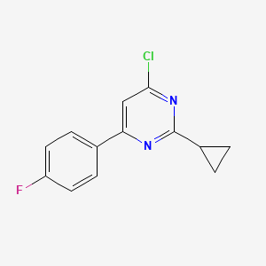 molecular formula C13H10ClFN2 B1432431 4-Chloro-2-cyclopropyl-6-(4-fluorophenyl)pyrimidine CAS No. 1354753-95-9
