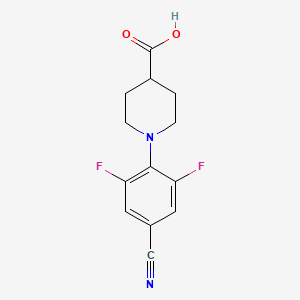 molecular formula C13H12F2N2O2 B1432486 1-(4-Cyano-2,6-difluorophenyl)piperidine-4-carboxylic acid CAS No. 1503657-78-0