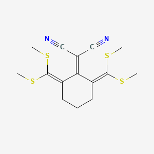 molecular formula C15H18N2S4 B14325157 Propanedinitrile, [2,6-bis[bis(methylthio)methylene]cyclohexylidene]- CAS No. 104417-70-1