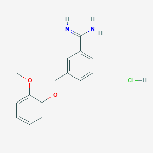 molecular formula C15H17ClN2O2 B1432524 3-[(2-Methoxyphenoxy)methyl]benzene-1-carboximidamide hydrochloride CAS No. 1267945-38-9