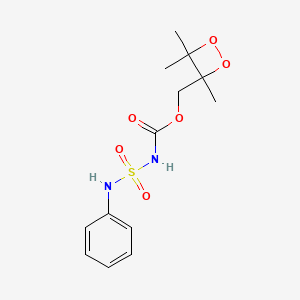 molecular formula C13H18N2O6S B14325295 Carbamic acid, ((phenylamino)sulfonyl)-, (3,4,4-trimethyl-1,2-dioxetan-3-yl)methyl ester CAS No. 109123-79-7