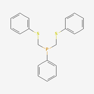 molecular formula C20H19PS2 B14325515 Phenyl{bis[(phenylsulfanyl)methyl]}phosphane CAS No. 110139-86-1