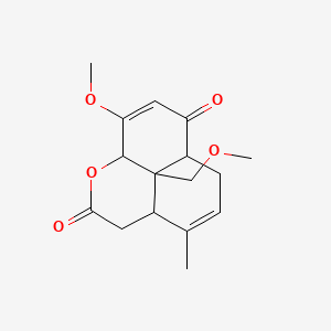 molecular formula C16H20O5 B14325527 Naphtho(1,8-bc)pyran-2,7-dione, 3,3a,6,6a,9a,9b-hexahydro-9-methoxy-9b-(methoxymethyl)-4-methyl-, (3aalpha,6abeta,9abeta,9balpha)- CAS No. 104199-24-8