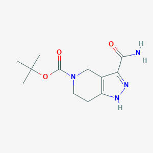 molecular formula C12H18N4O3 B1432593 叔丁基 3-氨基甲酰基-1,4,6,7-四氢-5H-吡唑并[4,3-c]吡啶-5-甲酸酯 CAS No. 1521278-83-0
