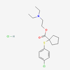 molecular formula C18H27Cl2NO2S B14326003 Cyclopentanecarboxylic acid, 1-((p-chlorophenyl)thio)-, 2-(diethylamino)ethyl ester, hydrochloride CAS No. 101330-10-3