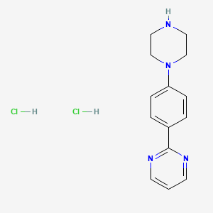 molecular formula C14H18Cl2N4 B1432604 2-(4-(Piperazin-1-yl)phenyl)pyrimidine dihydrochloride CAS No. 1427195-19-4
