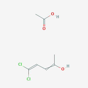 molecular formula C7H10Cl2O3 B14326045 Acetic acid;5,5-dichloropenta-2,4-dien-2-ol CAS No. 111837-32-2