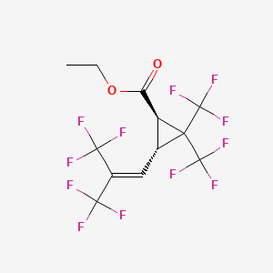 molecular formula C12H8F12O2 B14326089 Cyclopropanecarboxylic acid, 2,2-bis(trifluoromethyl)-3-(3,3,3-trifluoro-2-(trifluoromethyl)-1-propenyl)-, ethyl ester, trans- CAS No. 99903-50-1