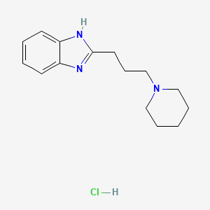 molecular formula C15H22ClN3 B14326238 Benzimidazole, 2-(3-(piperidino)propyl)-, hydrochloride, hydrate CAS No. 100447-41-4