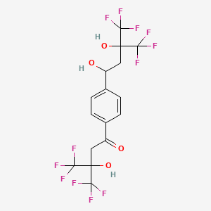 molecular formula C16H12F12O4 B14326369 Butyrophenone, 4'-(1,3-dihydroxy-4,4,4-trifluoro-3-(trifluoromethyl)butyl)-3-hydroxy-4,4,4-trifluoro-3-(trifluoromethyl)- CAS No. 101247-78-3